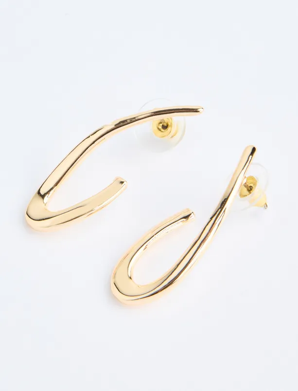 Women Yellow Hook Figured Metal Earrings