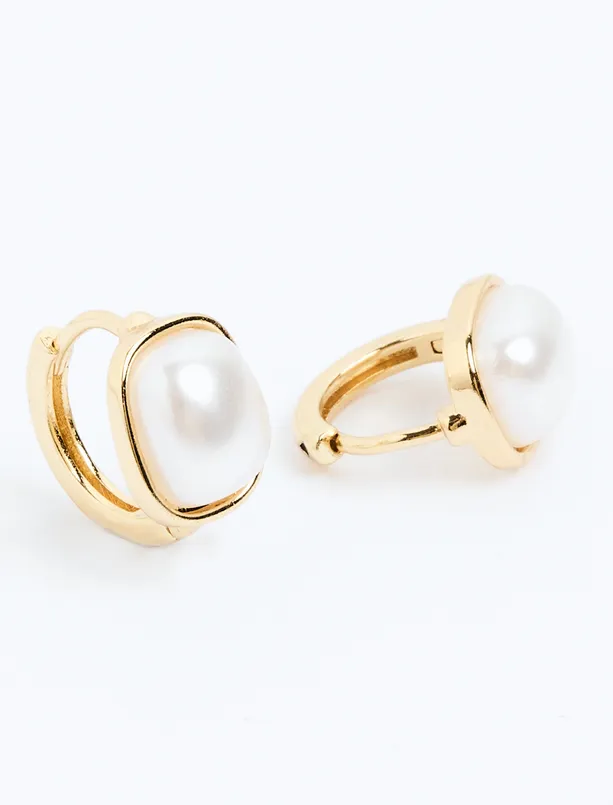 Bayan Sarı İncili Parlak Zarif Küpe