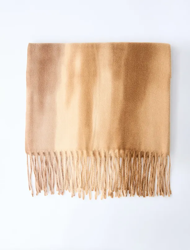 Bayan  Püskül Detaylı Dokuma Şal