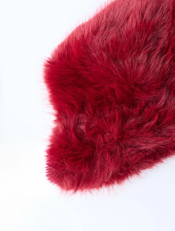 Bayan Bordo Peluş Balıkçı Şapkası
