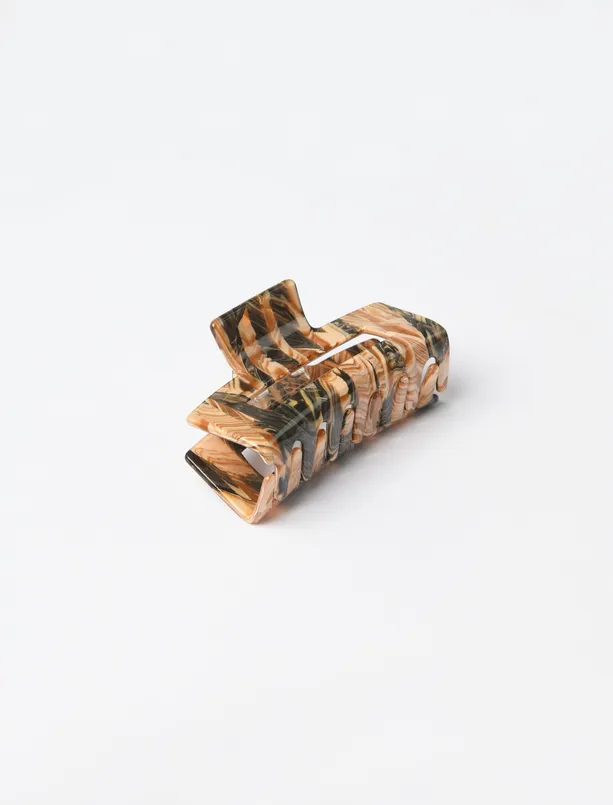 Bayan Kahverengi Renk Geçişli Mandal Toka