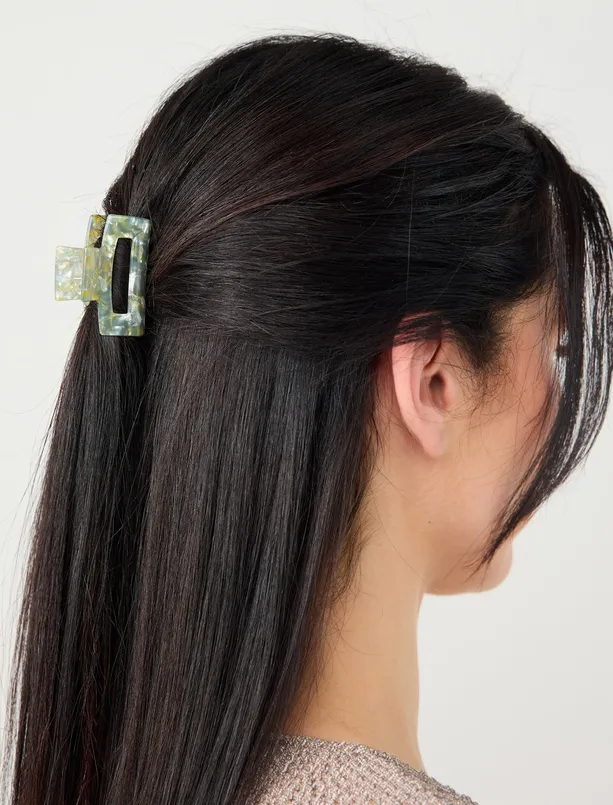 Bayan Yeşil Renk Geçişli Mandal Toka