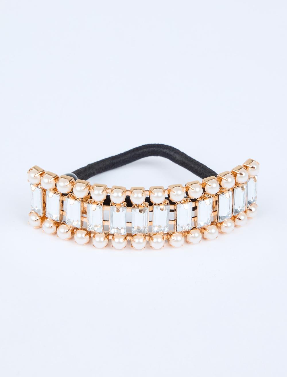 Parlak Taşlı İnci Detaylı Toka