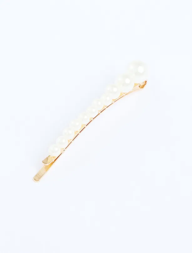 Women Grey Pearl Detailed Wire Buckle
