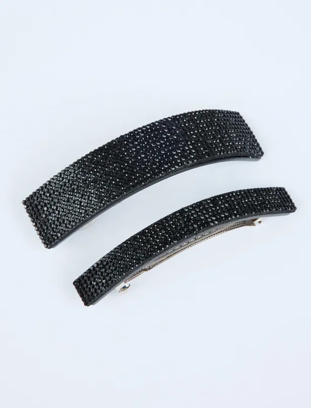 Women Black Double Buckle Set