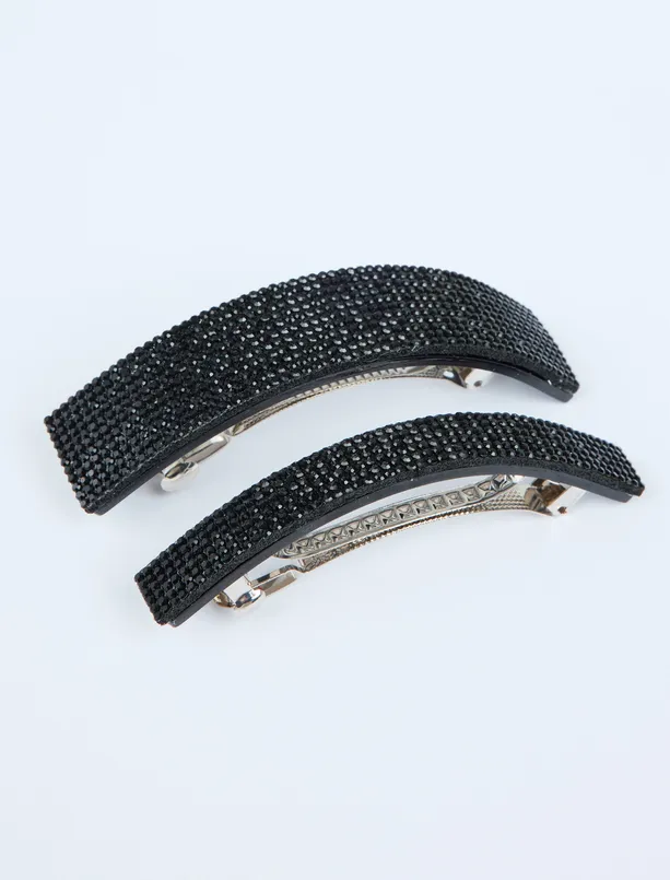Women Black Double Buckle Set