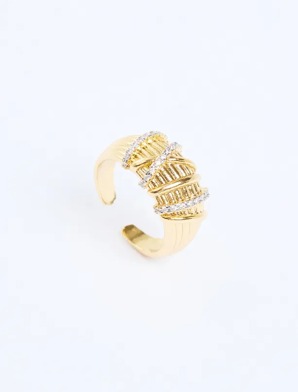 Women Yellow Stone Spiral Ring