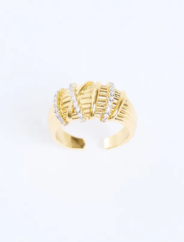 Women Yellow Stone Spiral Ring
