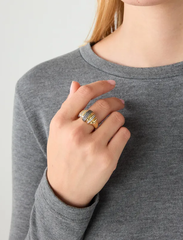 Women  Adjustable Modern Ring with Stone Details