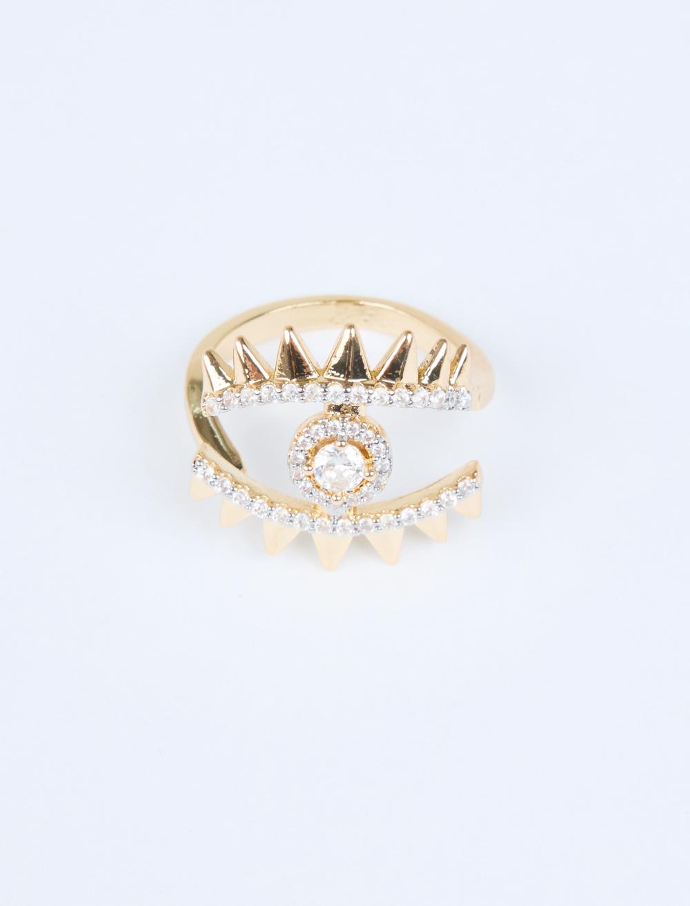 Göz Figürlü Parlak Taşlı Yüzük