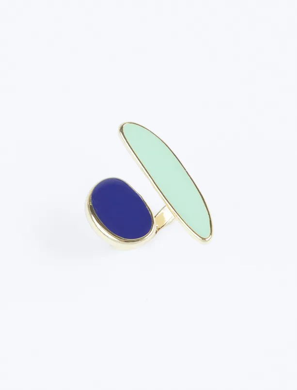 Women Green Elegant Color Block Ring