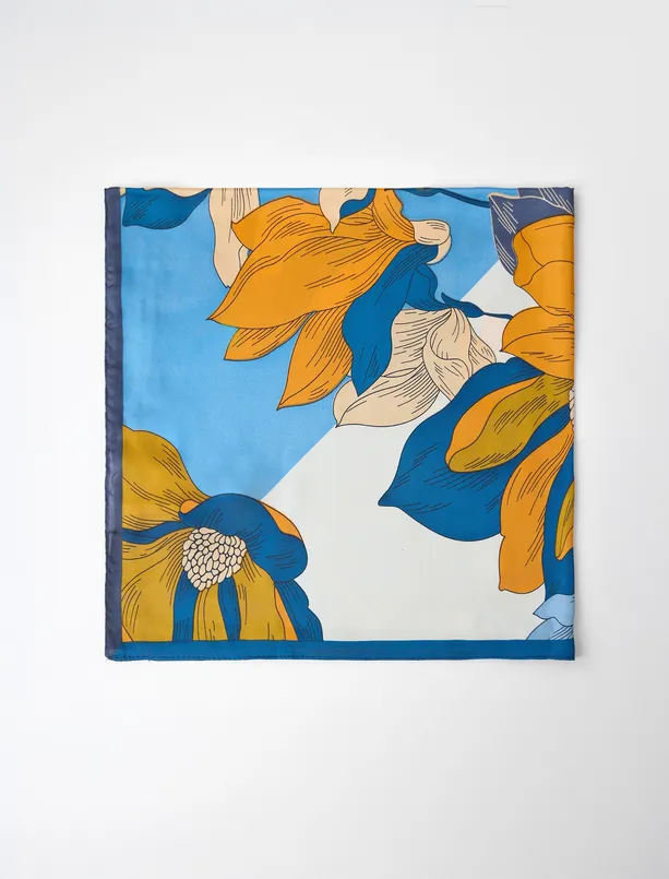 Bayan  Renkli Çiçek Desenli Dokuma Eşarp