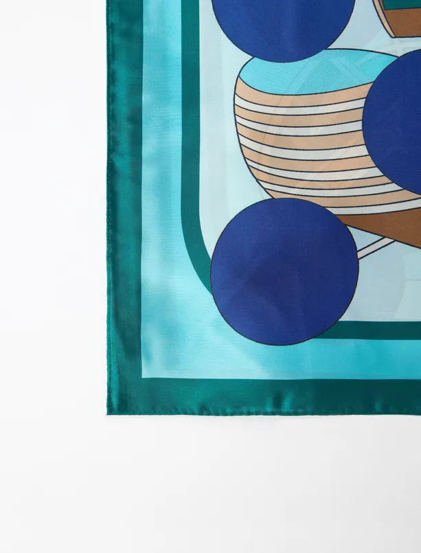 Bayan Lacivert Puantiyeli Dokuma Eşarp