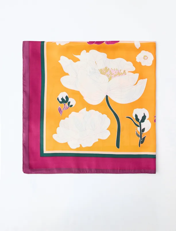 Bayan  Renkli Çiçek Desenli Eşarp