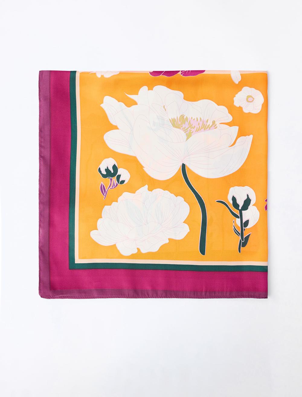 Renkli Çiçek Desenli Eşarp