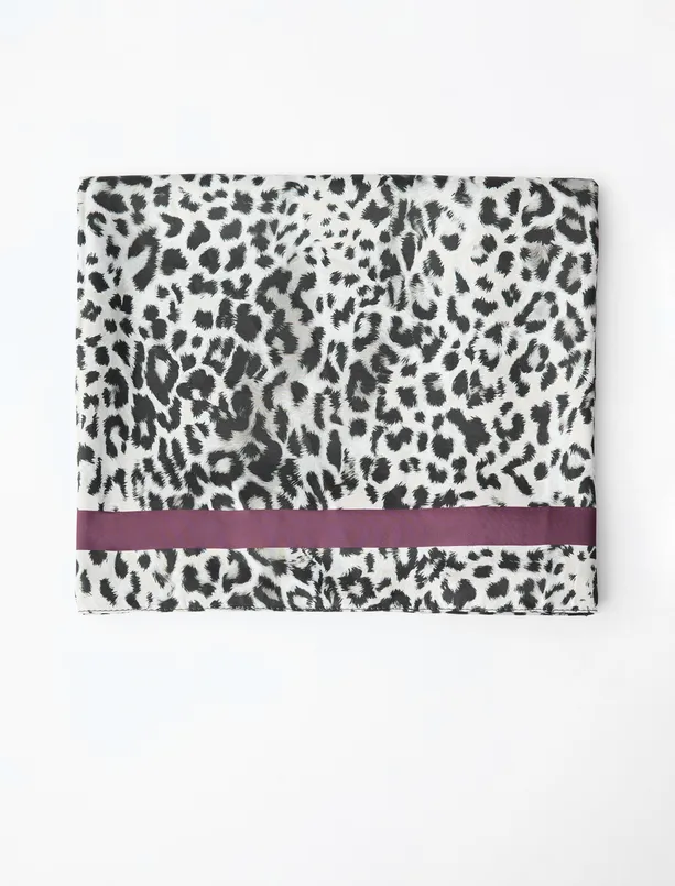 Bayan  Çizgili Leopar Desenli Eşarp