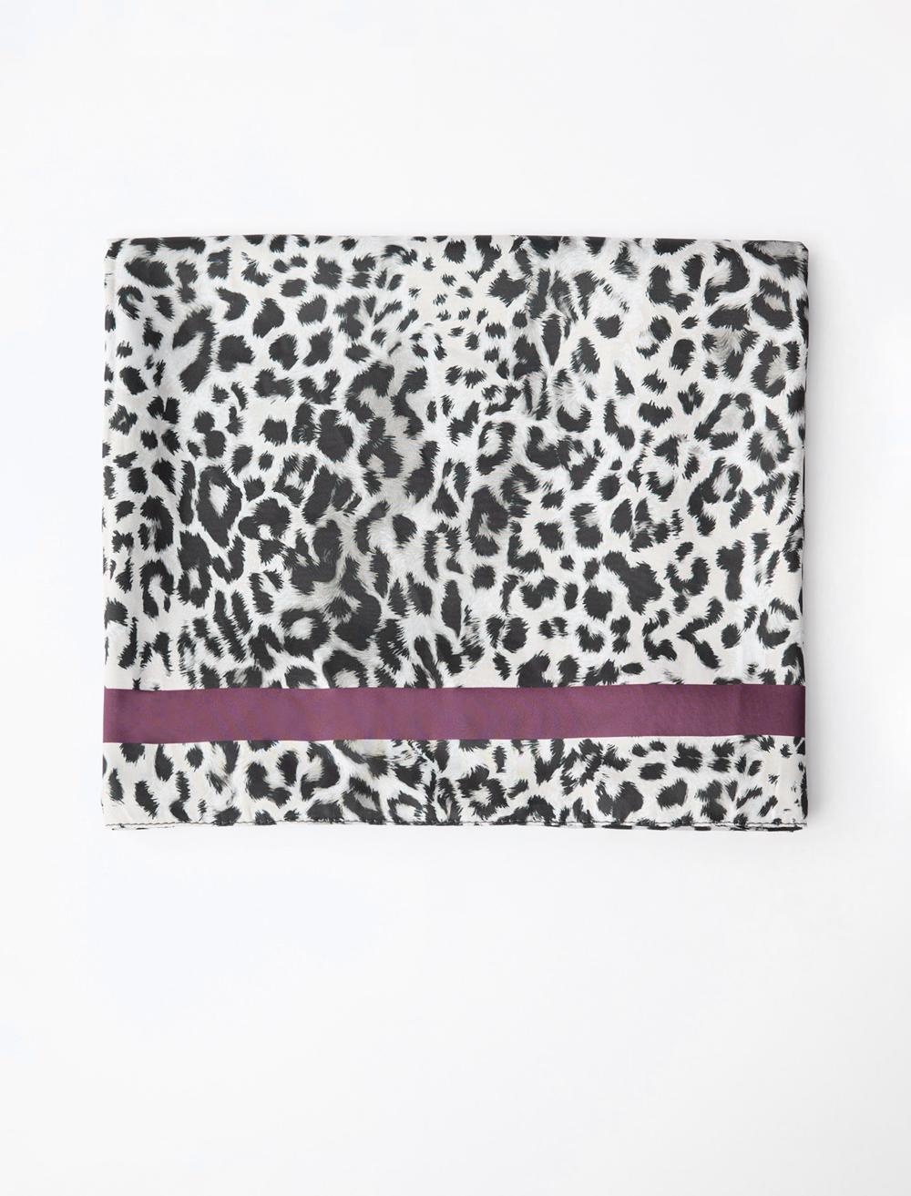 Çizgili Leopar Desenli Eşarp