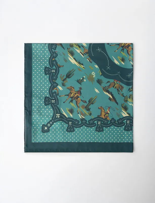 Women  Asymmetric Patterned Horse Figured Scarf