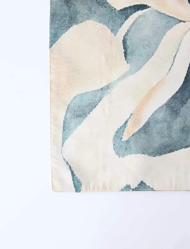 Bayan Yeşil Modern Çiçek Desenli Eşarp