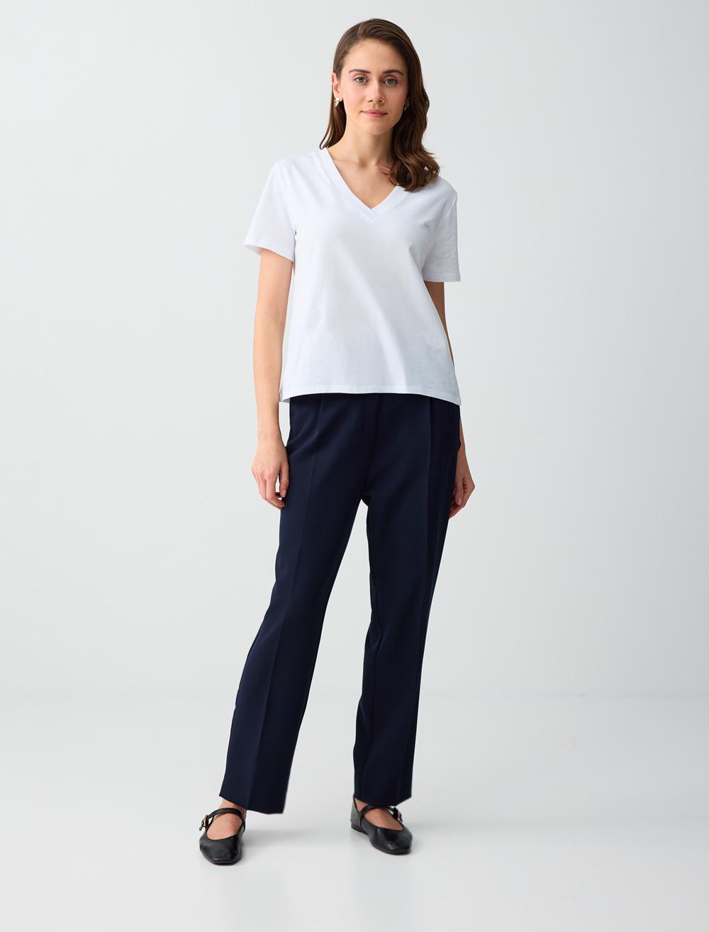 Normal Paça Normal Bel Cepli Dokuma Pantolon