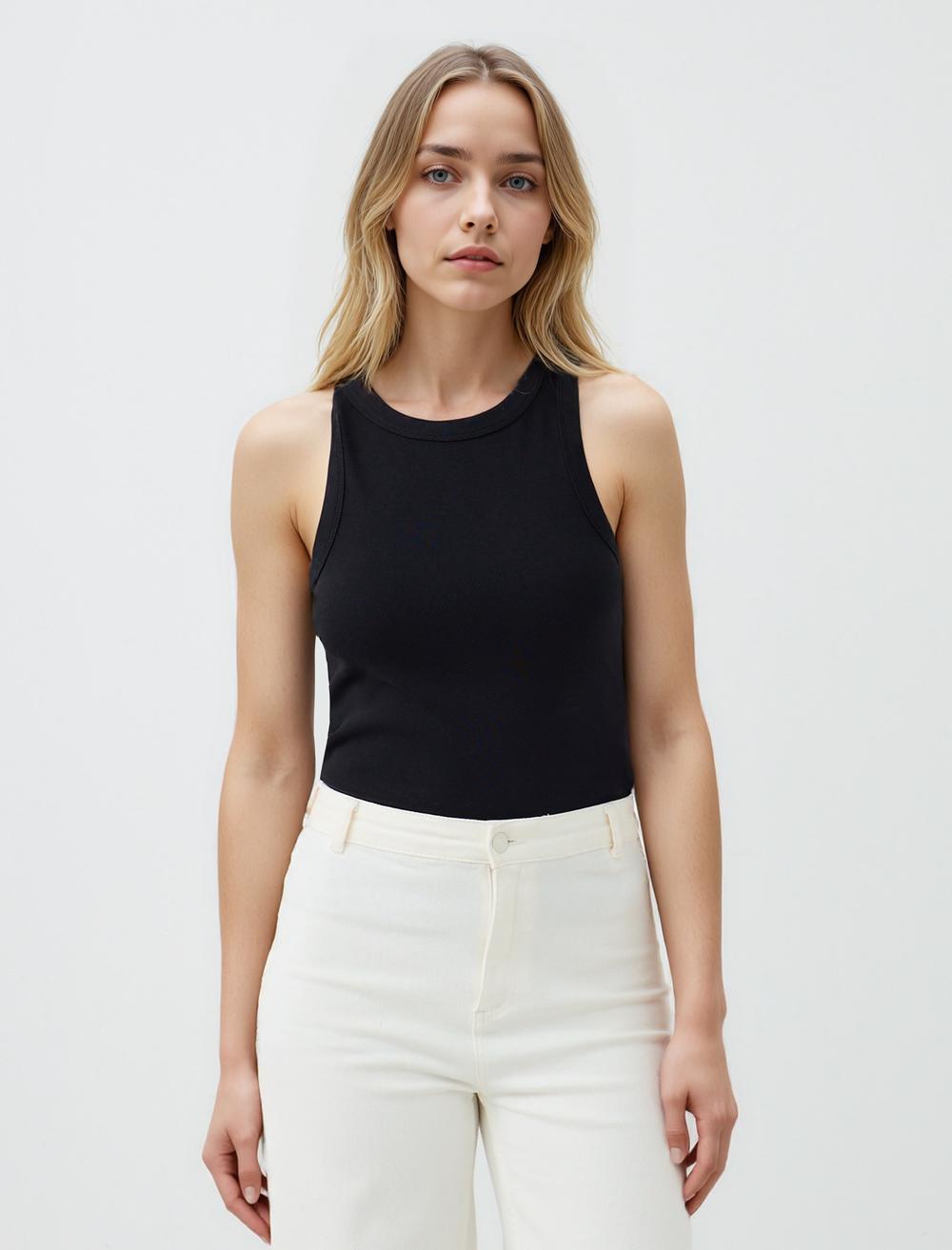 Dar Kesim Yuvarlak Yaka Kolsuz Basic Atlet