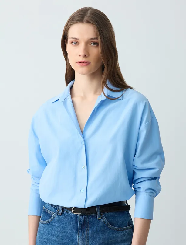 Women  Relaxed Fit Long Sleeve Woven Shirt