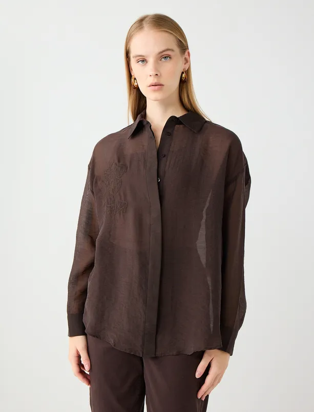 Women Brown Relaxed Fit Floral Patterned Woven Shirt