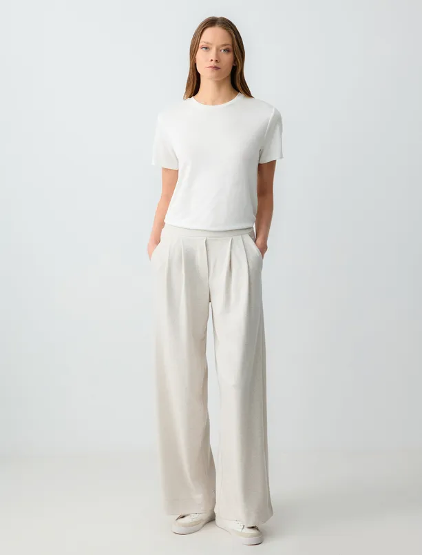 Women  Wide Leg Regular Waist Linen Blend Pants