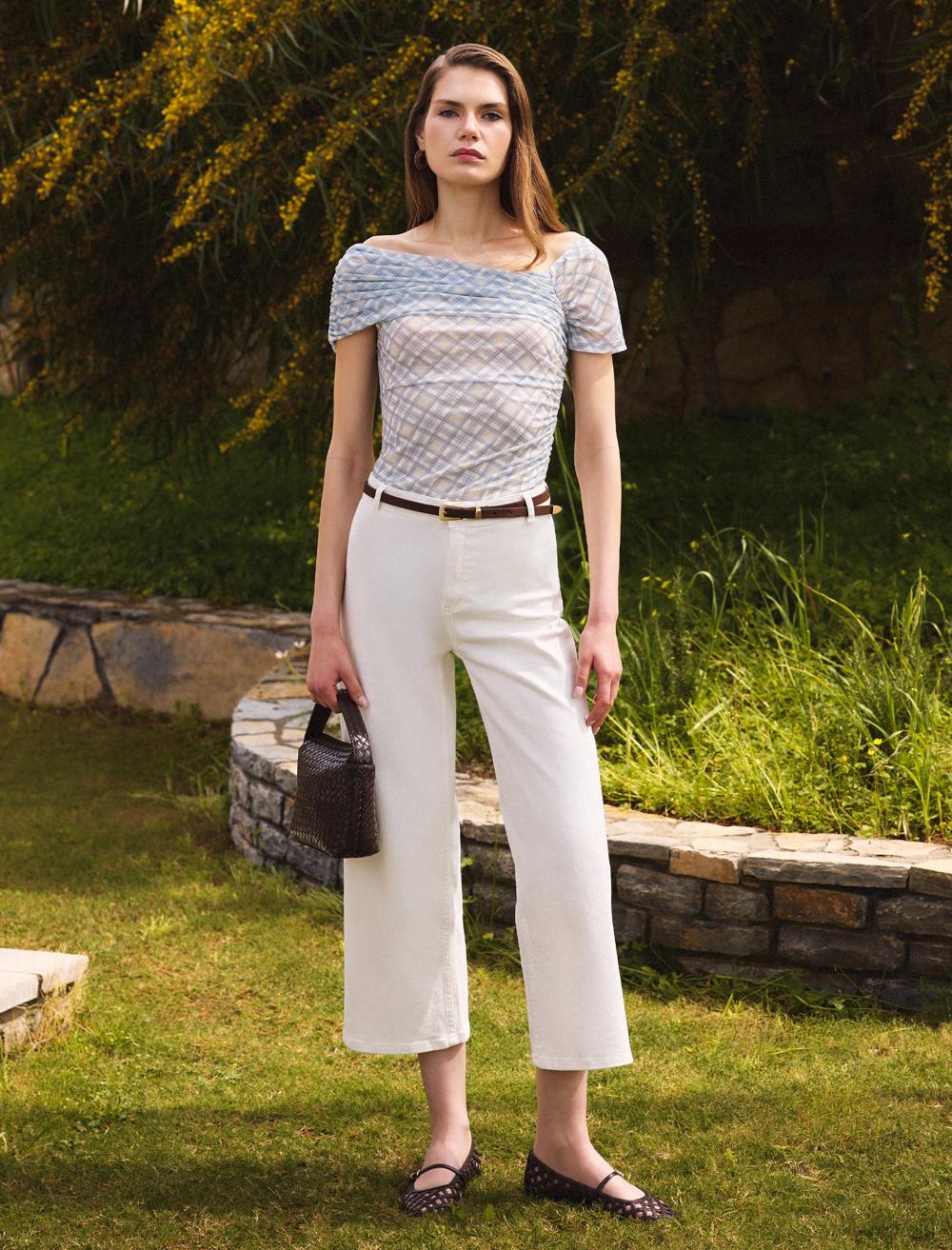 Yüksek Bel Bol Paça Rahat Kesim Denim Pantolon