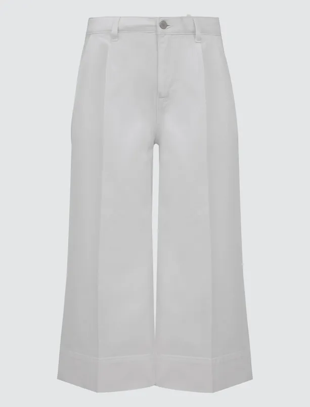Bayan  %100 Pamuk Bol Paça Normal Bel Kısa Denim Pantolon