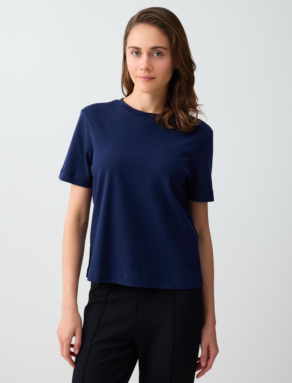 %100 Pamuk Bisiklet Yaka Kısa Kollu Örme Tişört