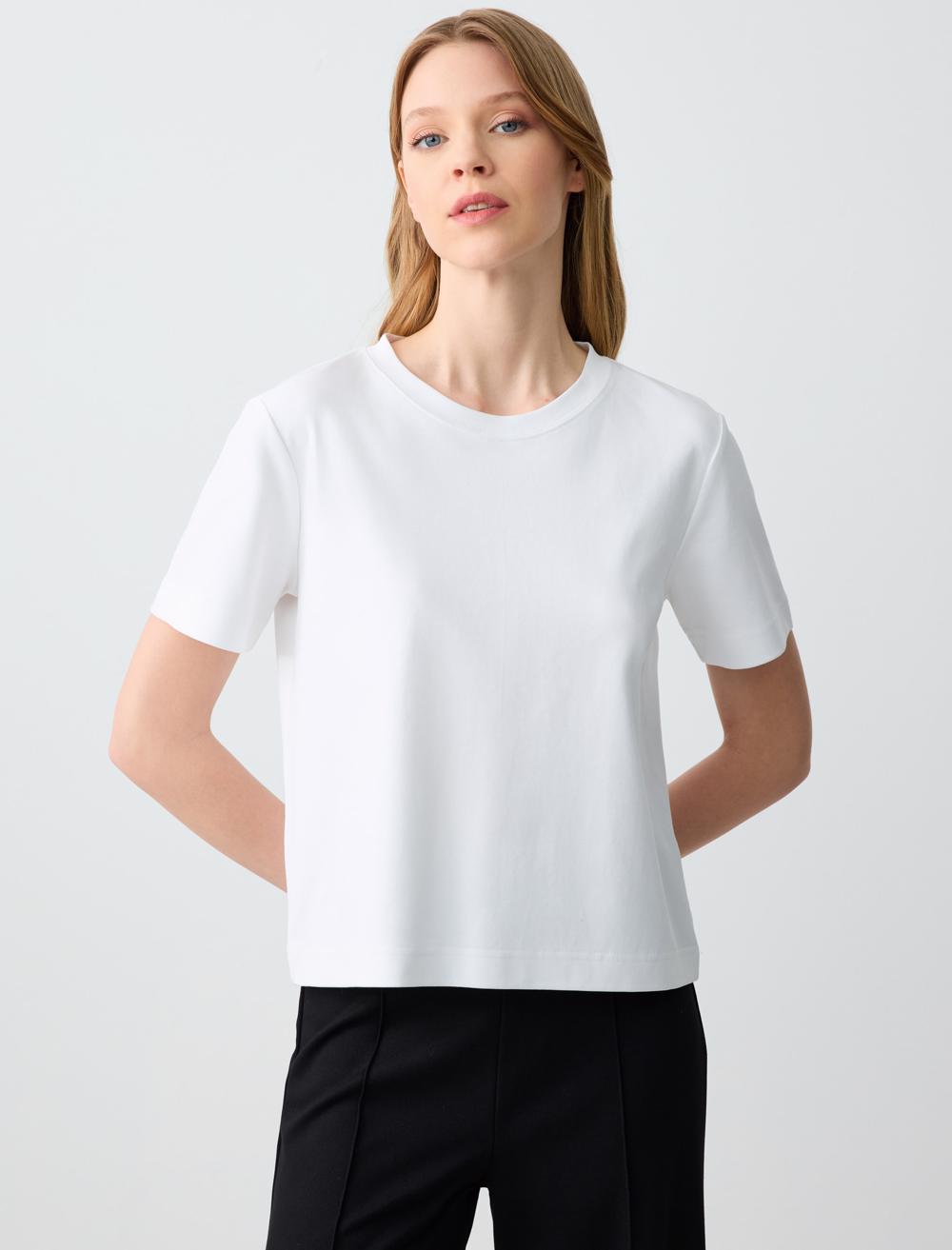 %100 Pamuk Bisiklet Yaka Kısa Kollu Örme Tişört