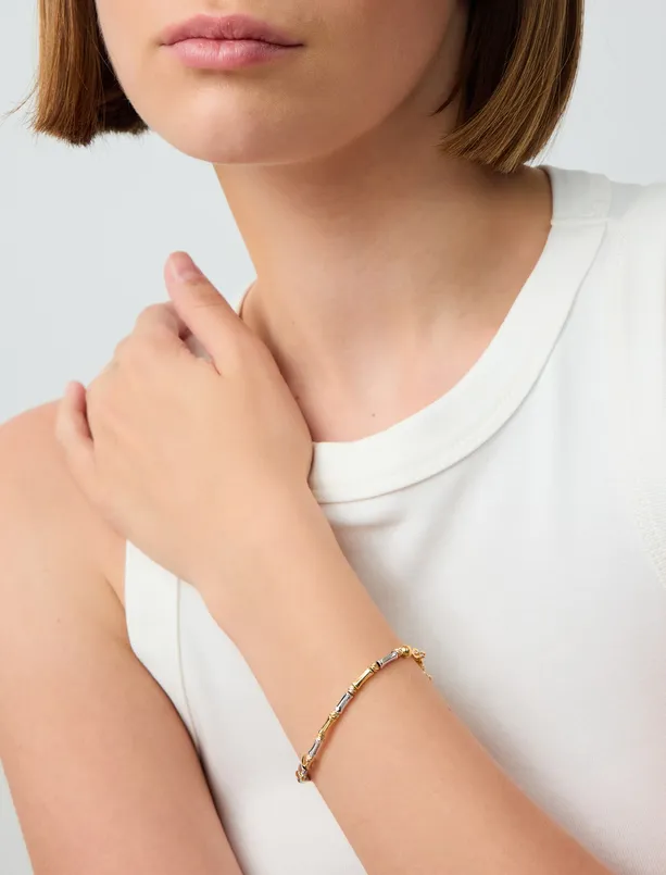 Women Mixed Adjustable Bracelet with Inline Metal Detail