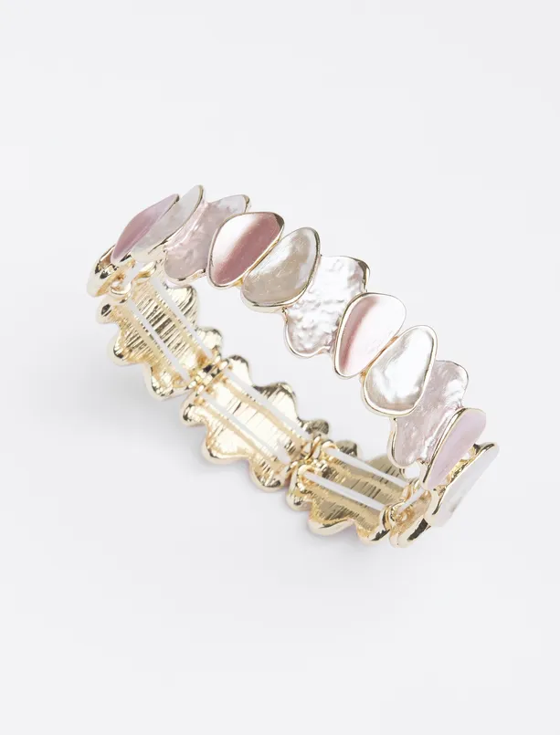 Bayan Beyaz Asimetrik Desenli Bileklik