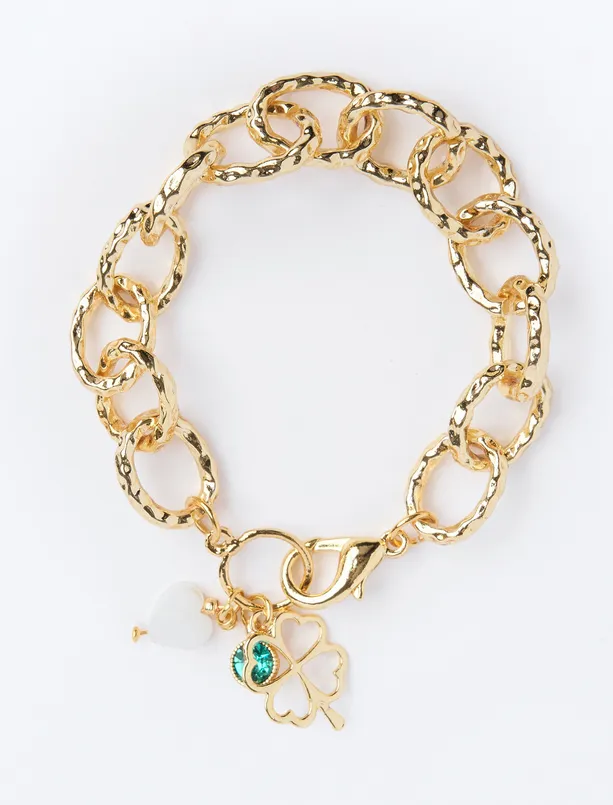 Women Yellow Clover Figured Chain Bracelet