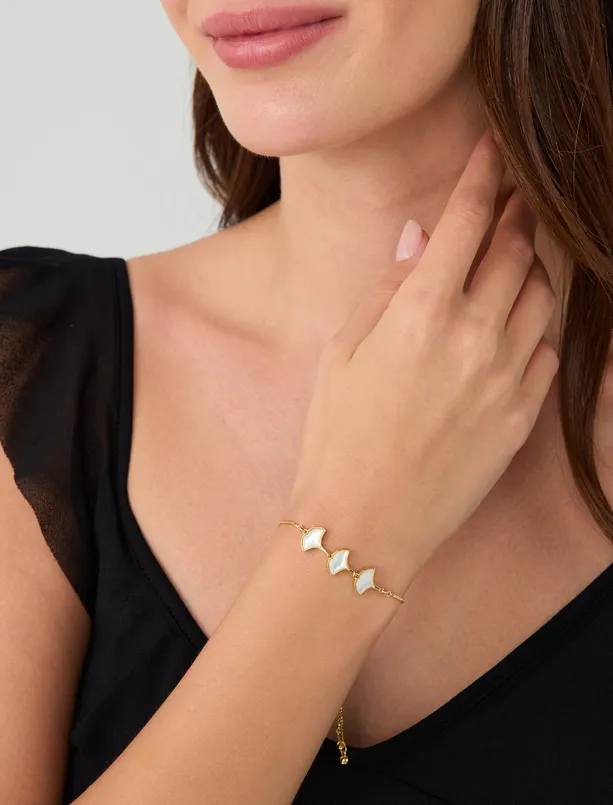 Women Yellow Leaf Figured Elevator Bracelet