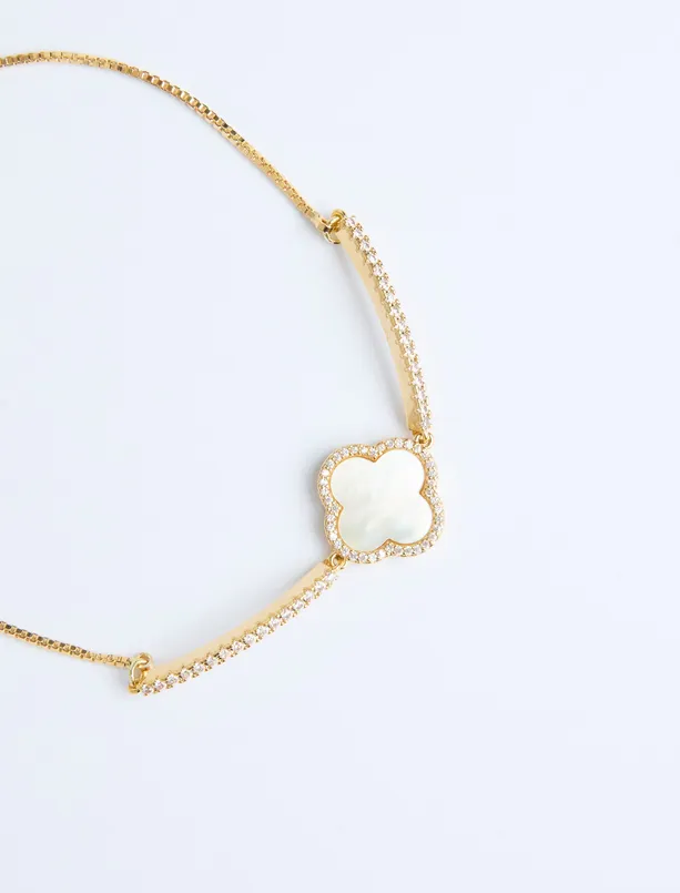 Bayan Sarı Yonca Figürlü Parlak Bileklik