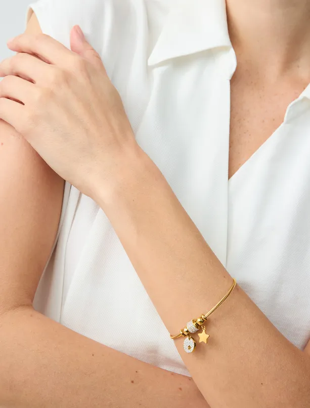 Women Yellow Star Figured Shiny Charm Bracelet
