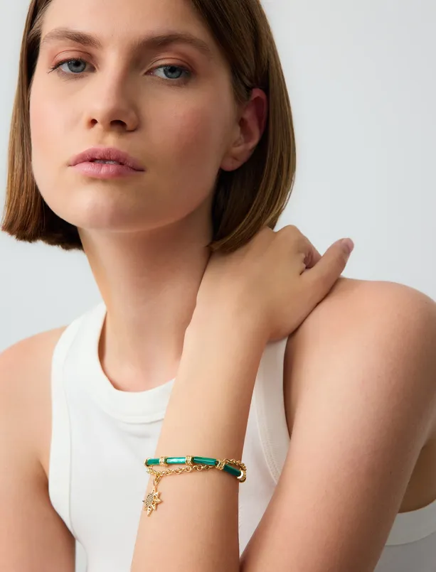 Women Green Star Figured Adjustable Dual Bracelet