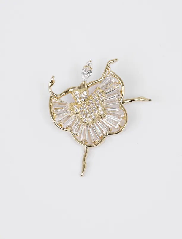 Women Yellow Ballerina Figured Brooch