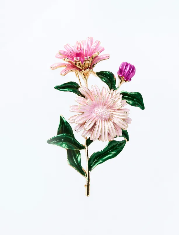 Women Mixed Colorful Brooch with Flower Figures