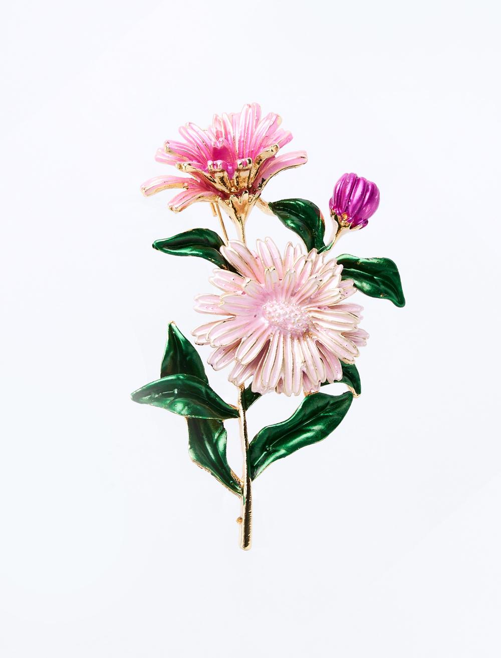 Çiçek Figürlü Renkli Broş