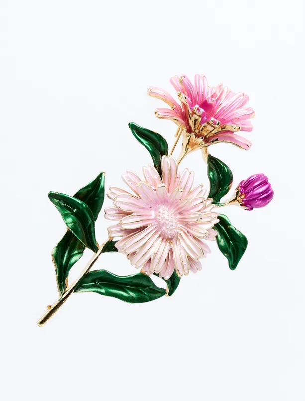 Women Mixed Colorful Brooch with Flower Figures