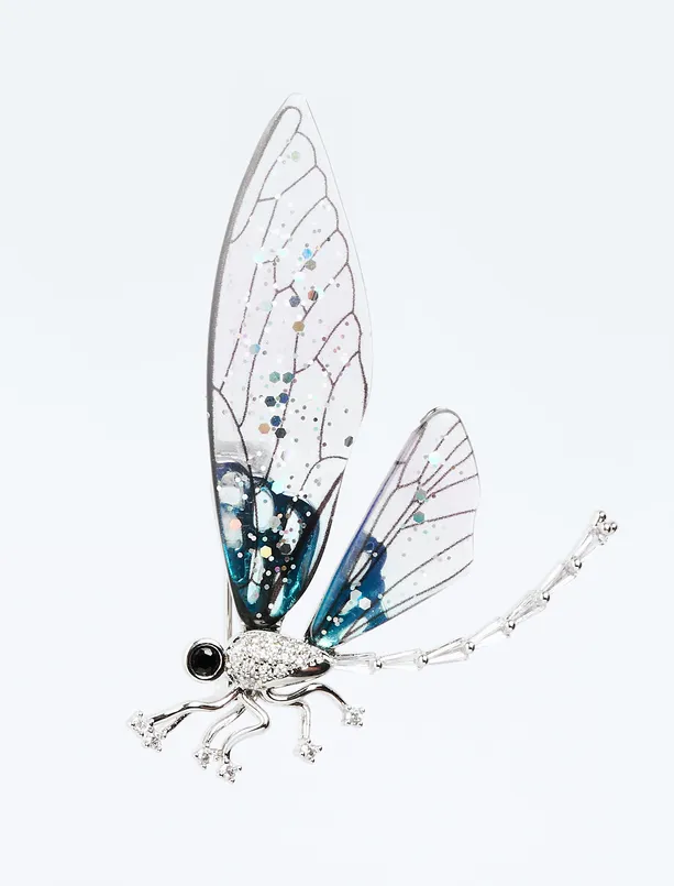 Women Mixed Shiny Brooch with Dragonfly Figures