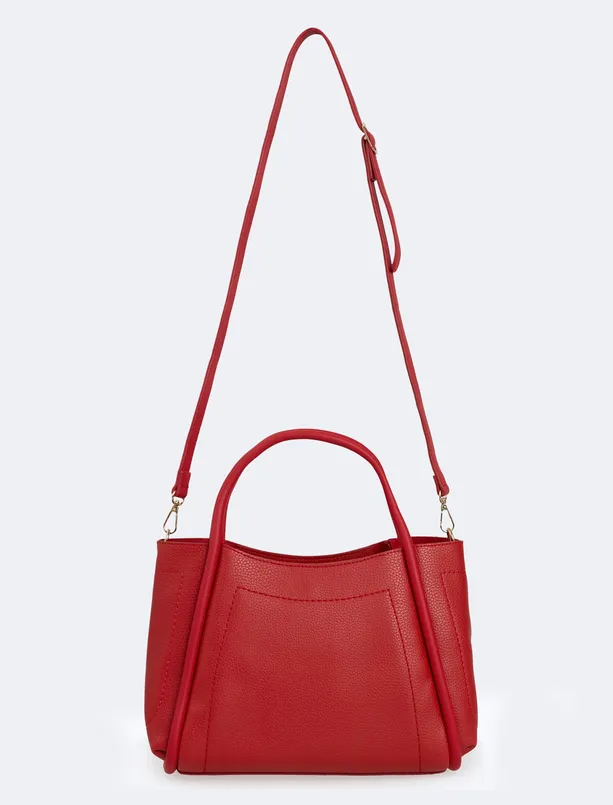 Bayan Kırmızı Ayarlanabilir Askı Detaylı Deri Görünümlü Çanta