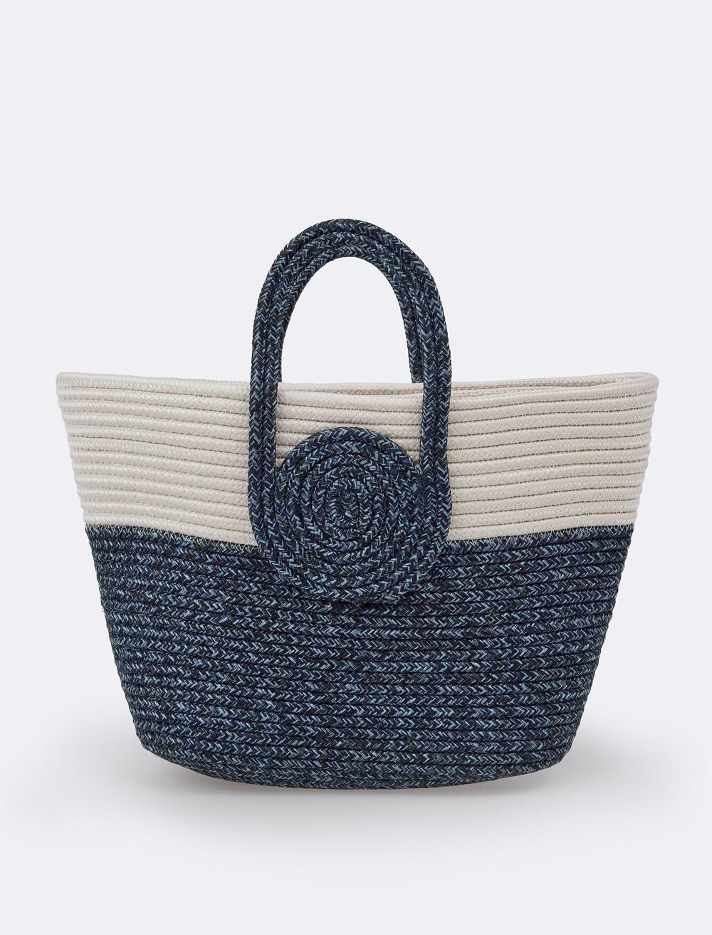 Renk Bloklu Hasır Çanta