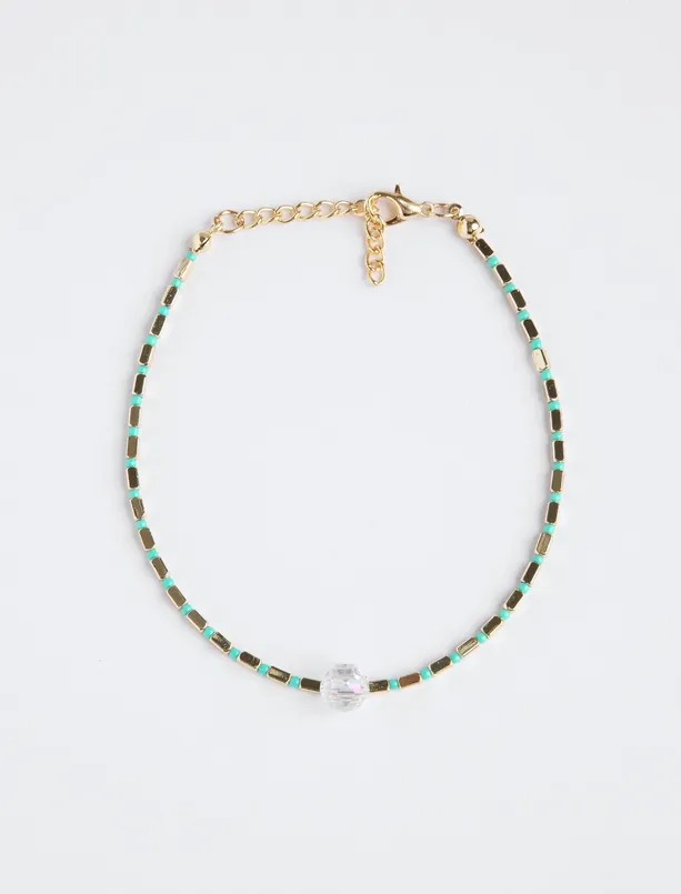 Women Green Colorful Bead Detailed Anklet