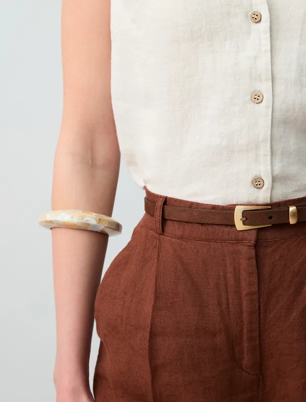 Women Brown Suede Look Belt