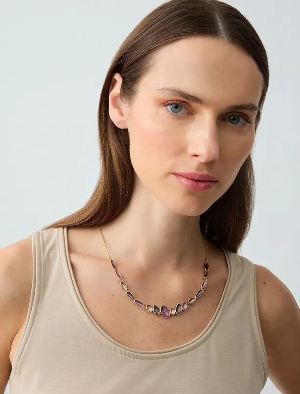 Women Pink Ellipse Figured Necklace