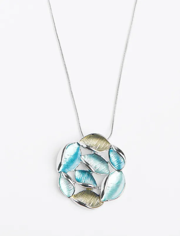 Women Blue Seashell Figured Modern Necklace